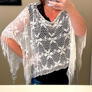 Helen Welsh Italian made Boho lacy Poncho Shawl
